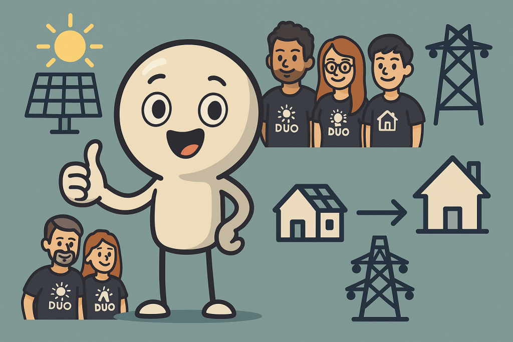 O DUO e a galera que faz acontecer: energia solar saindo do campo e chegando às casas com leveza, conexão e tecnologia.